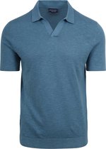 Suitable - Polo Riva Linnen Blauw - Modern-fit - Heren Poloshirt Maat L