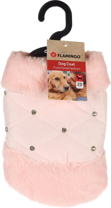 Flamingo Winter coat for dogs Cujo pink - Size 30cm (A: 30cm, W: 42cm, C: 42-48cm) - Ideal for breeds such as Chihuahua, French Bulldog, Beagle, Jack Russell and Cocker Spaniel