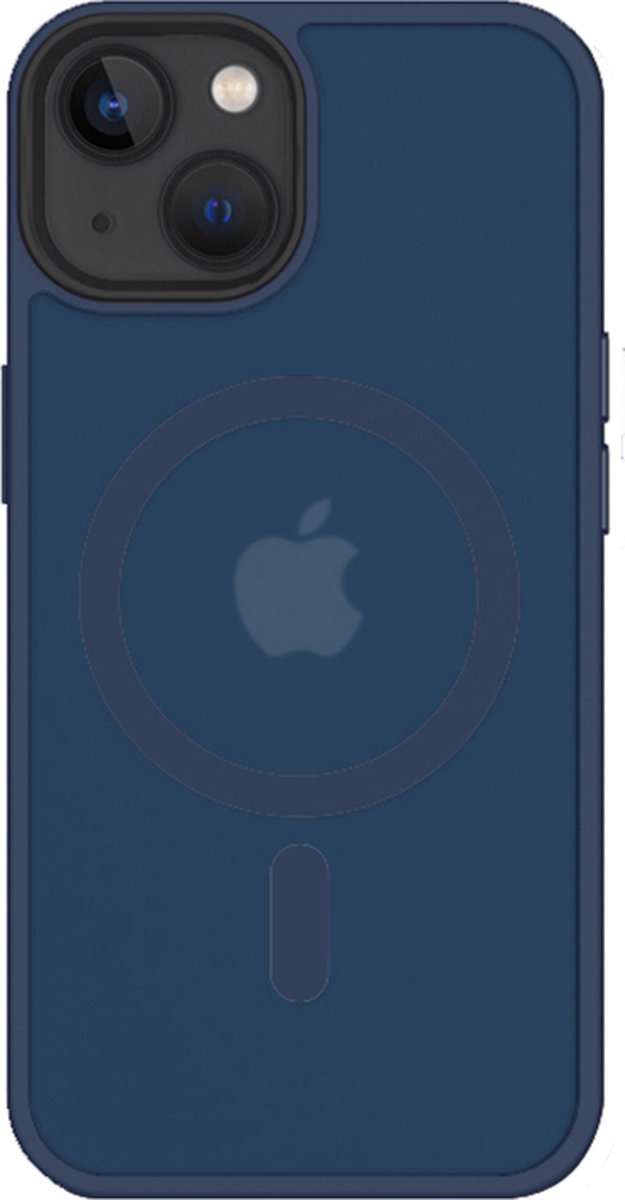 iPhone 14 hoesje Mat Transparant Donker Blauw geschikt voor MagSafe - 6,1 inch