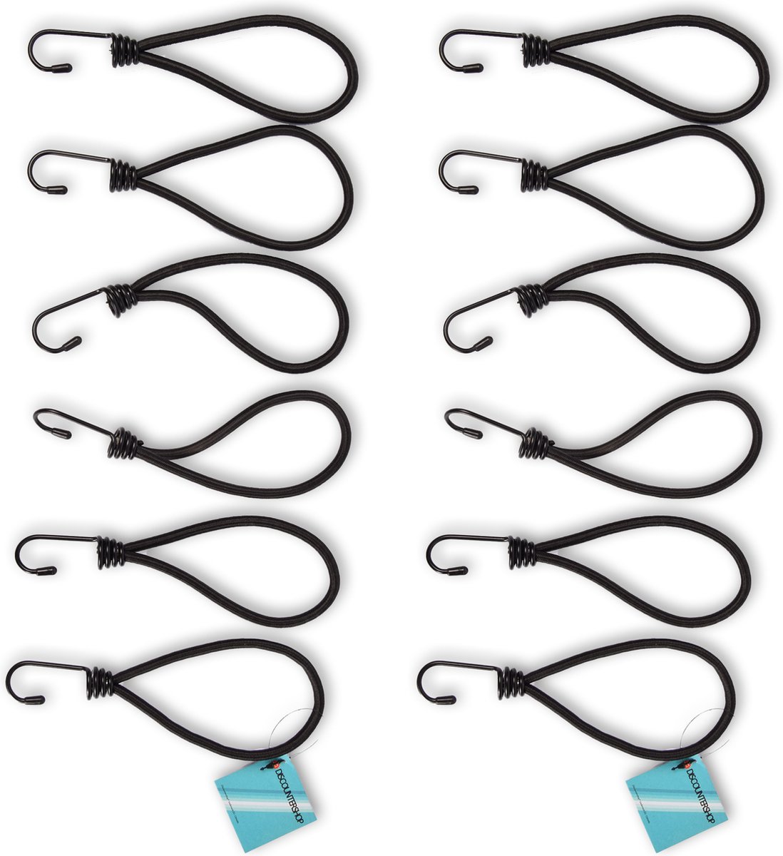 Spanrubber met haken, 25 stuks, expander met haak, 25 cm, multifunctionele zeilspanner, rubberen spanner met haken voor campingdekzeilen, aanhangzeil, zwembadafdekking (zwart