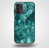 Smartphonica Telefoonhoesje voor Samsung Galaxy A23 5G met marmer opdruk - TPU backcover case marble design - Goud Groen / Back Cover geschikt voor Samsung Galaxy A23 5G