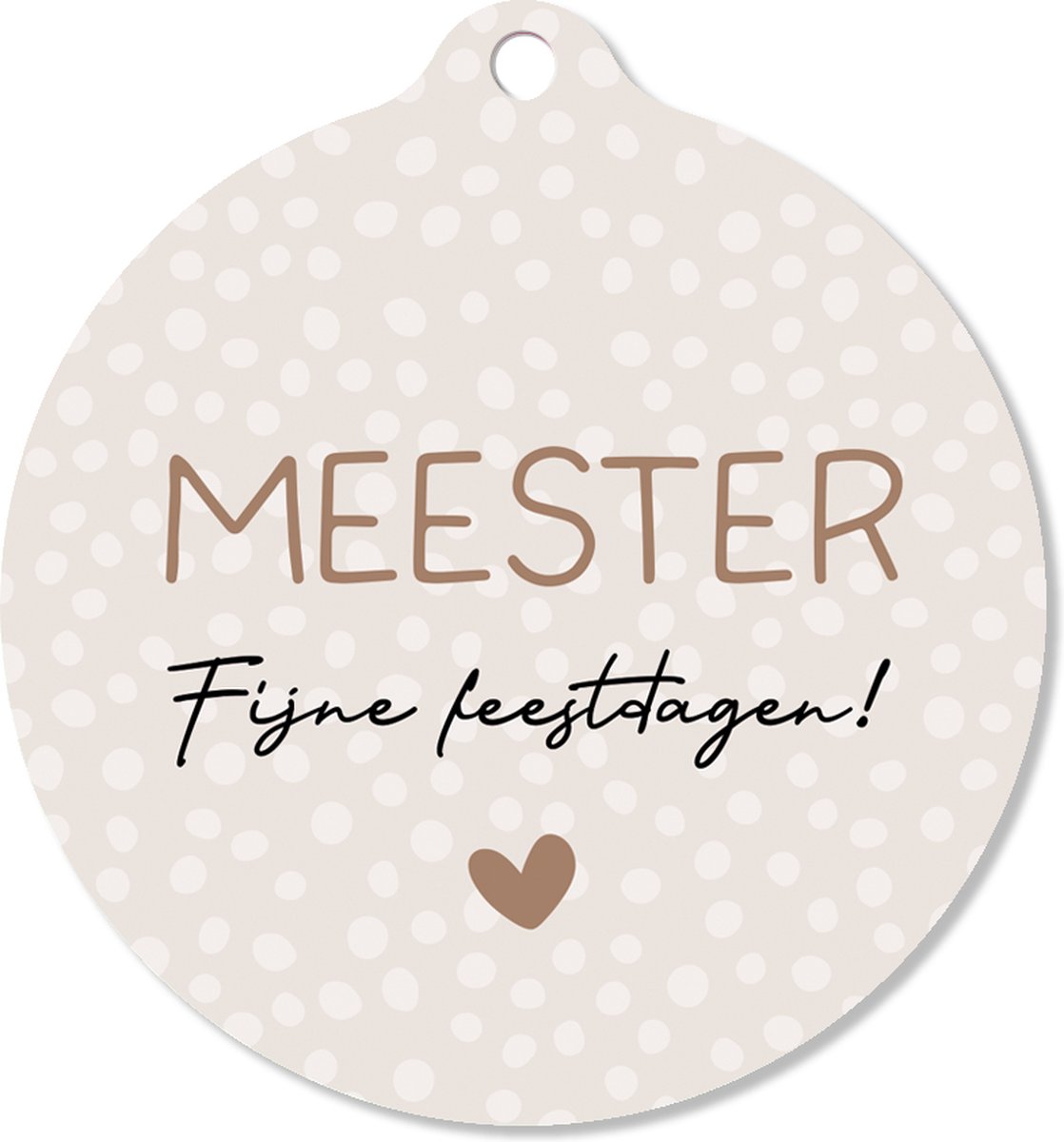 Label2X - Kersthanger Meester Fijne Feestdagen - Beige - Kerstmis - Kersthanger - Kerst versiering - Kerst decoratie