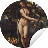 Tuincirkel Leda en de zwaan - Leonardo da Vinci - 150x150 cm - Ronde Tuinposter - Buiten