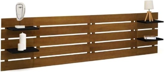 Tête de lit 5 lattes larges Nina 240 cm, bois ancien et planches noires