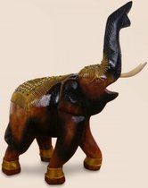Éléphants en bois à décor doré - Éléphants d'Asie
