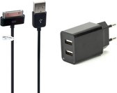 Chargeur OneOne 2,1A + câble 2,2m. Chargeur et câble de chargement adapté pour Apple iPhone 3G, 3Gs, iPhone 4, 4s, iPad 1, iPad 2, iPad 3, iPod Classic, iPod Mini, iPod Nano 1, 2, 3, 4, 5, 6, iPod Touch 1, 2, 3, 4