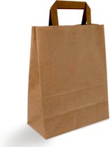 Sacs de transport en papier - 22x10x28cm - Marron - 250 pièces - Sacs en papier Kraft - Sacs en papier avec poignée - Sacs cadeaux avec poignées plates - Sacs - Respectueux de l'environnement - BIO - À emporter