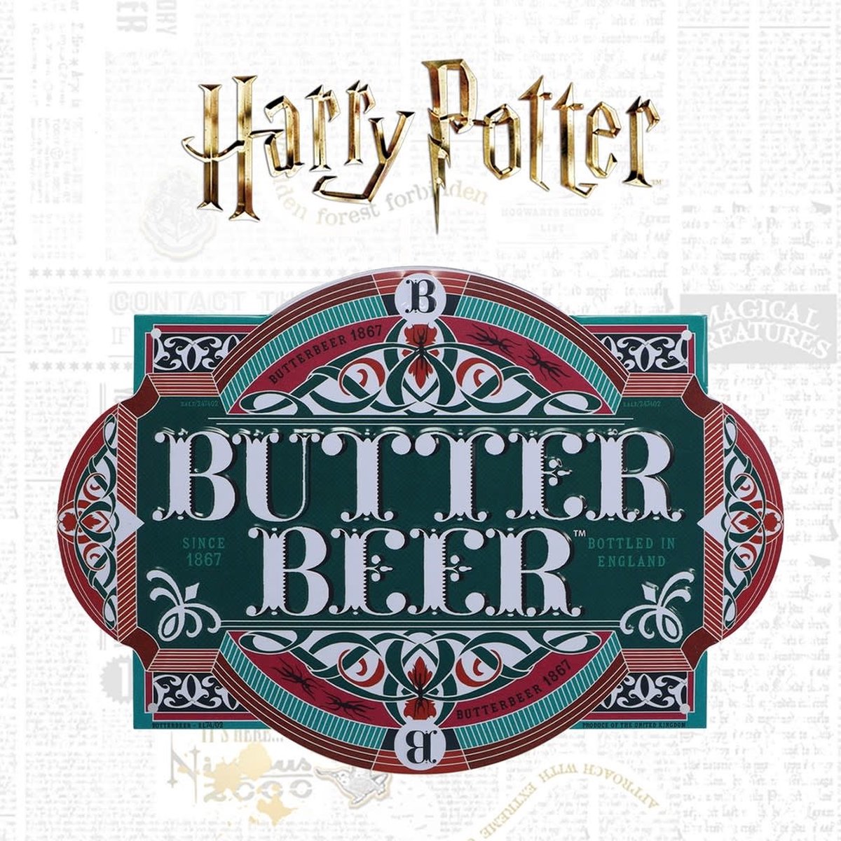 FaNaTtik Harry Potter Metalen wandbord klein Butter Beer Multicolours