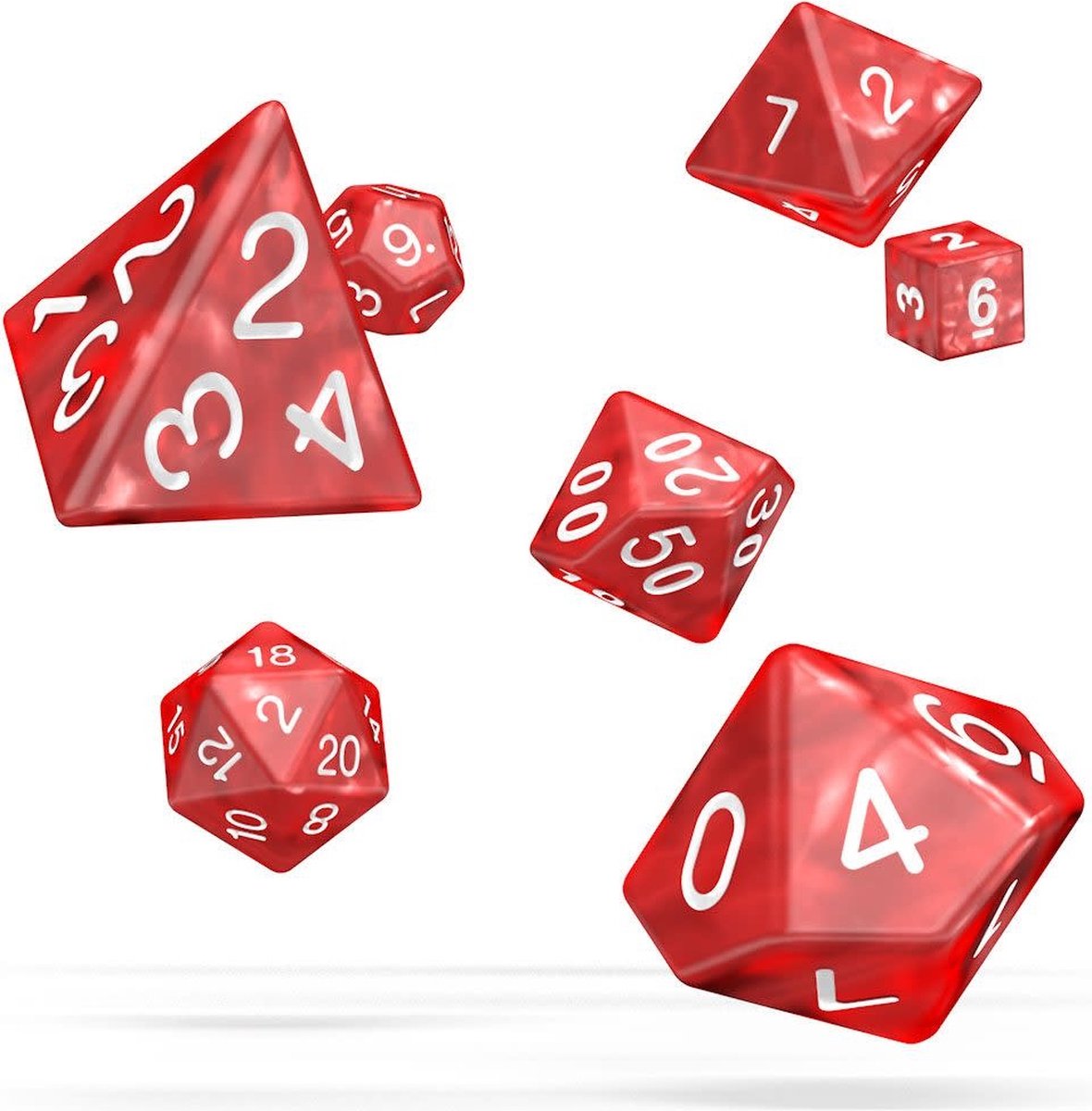 Dobbelstenen RPG Set Marmer Rood (7)