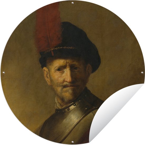 Tuincirkel Portret van een man - Rembrandt van Rijn - 60x60 cm - Ronde Tuinposter - Buiten