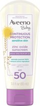 Aveeno Baby Continuous Protection Sensitive Skin Lotion Zinc Oxide Sunscreen, Broad Spectrum SPF 50 - Zonnebrand - Voor baby gevoelige huid