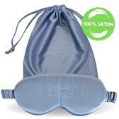 Moondrops - Satijnen slaapmasker + Satijnen Tasje - Oogmasker slaap - Slaapmasker - Sleep mask - One size - Blauw