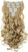 Haarextensies - 7 Delige Set Clip-in Extensies – 45 cm Golvende Haarverlenging met Clips - Hele Hoofd - Net Echt Haar - Voordelige Clip-in Extensies - Synthetisch Haarstukje Voor Vrouwen - Meisje - Zandblond CE11-1