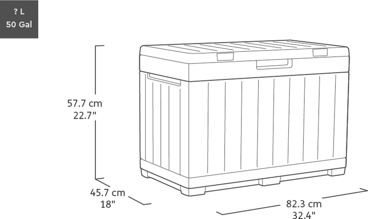 Keter Kentwood Coffre de rangement - 190L - 82,3x45,7x57,7cm - Anthracite