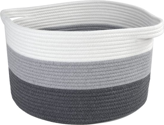 Opbergmand, 30 x 30 cm Geweven opbergmand met handgrepen wasmand zwart, gevlochten mand, manden voor rek, bewaarmandje voor toiletpapier, speelgoed, opbergmand voor kinderen