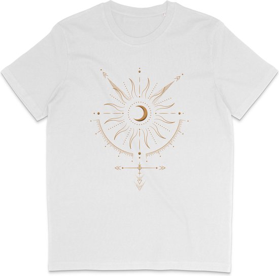Dames Heren T Shirt - Abstract Spiritueel Celestial Maan - Astrologie - Wit - 3XL