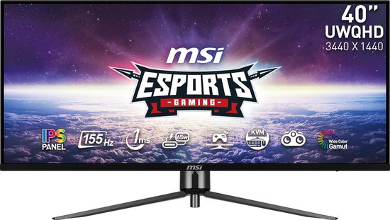 MSI MAG401QR - Ultrawide QHD Gaming Monitor - 144-155hz - Mystic Light - USB-C 65w - KVM - 40 inch