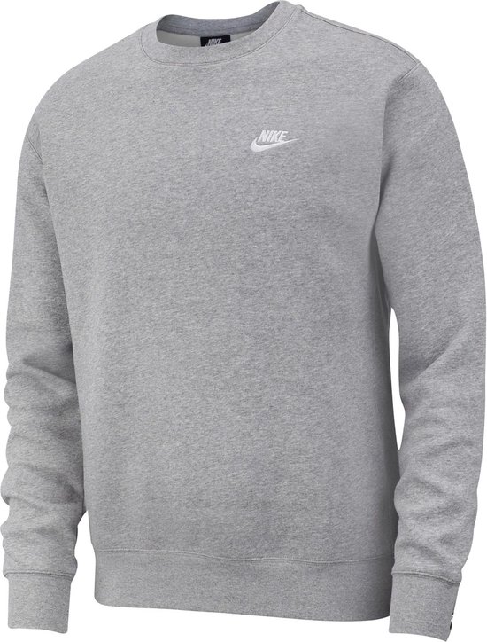 Nike sportswear club fleece crew sweater in de kleur grijs.