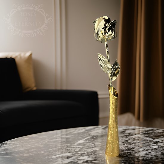 Roses d'éternité - Rose en or 24 carats avec vase - Cadeau pour la fête des mères, femme, petite amie, elle, mariage - Cadeau d'amour romantique