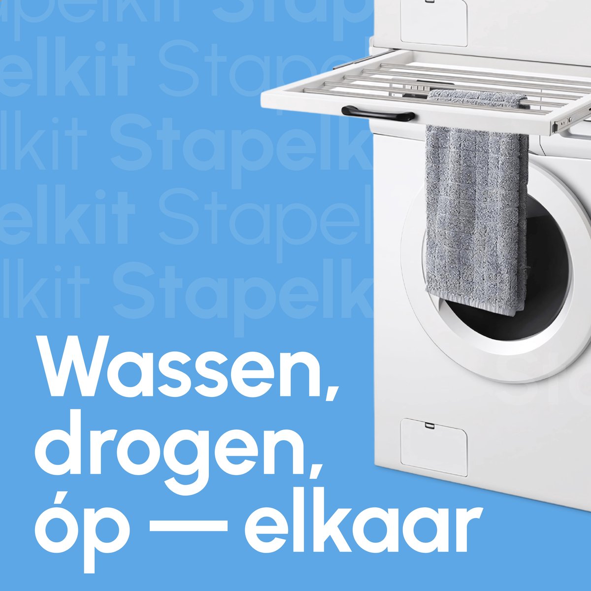 Bodo® Stapelkit - Tussenstuk met Handdoekhouder en Plank - Wasmachine en Droger - Wit — afbeelding 5