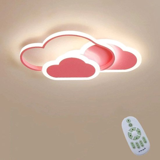 Goeco Plafondlamp - 45cm - Medium - LED - 32W - Creatieve Cloud Plafondlamp - Afstandsbediening Dimbaar 3000K ~ 6000K - Ultradunne - Roze