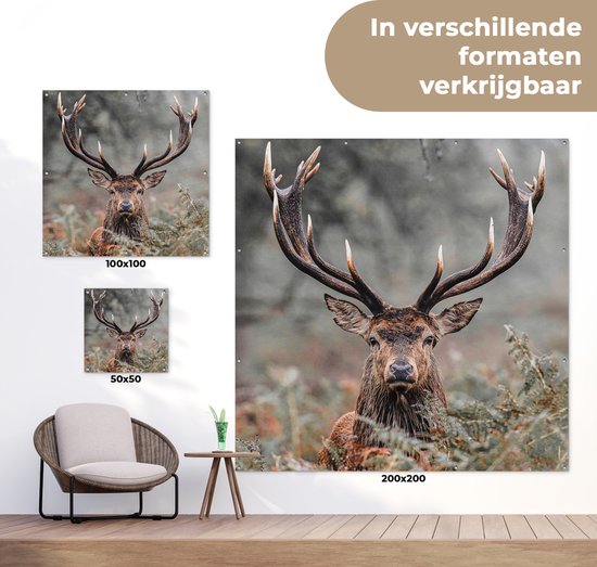 Affiche de Jardin Cerf - Nature - Automne - Animaux de la forêt - 200x200 cm - Toile de jardin - Affiche d'extérieur