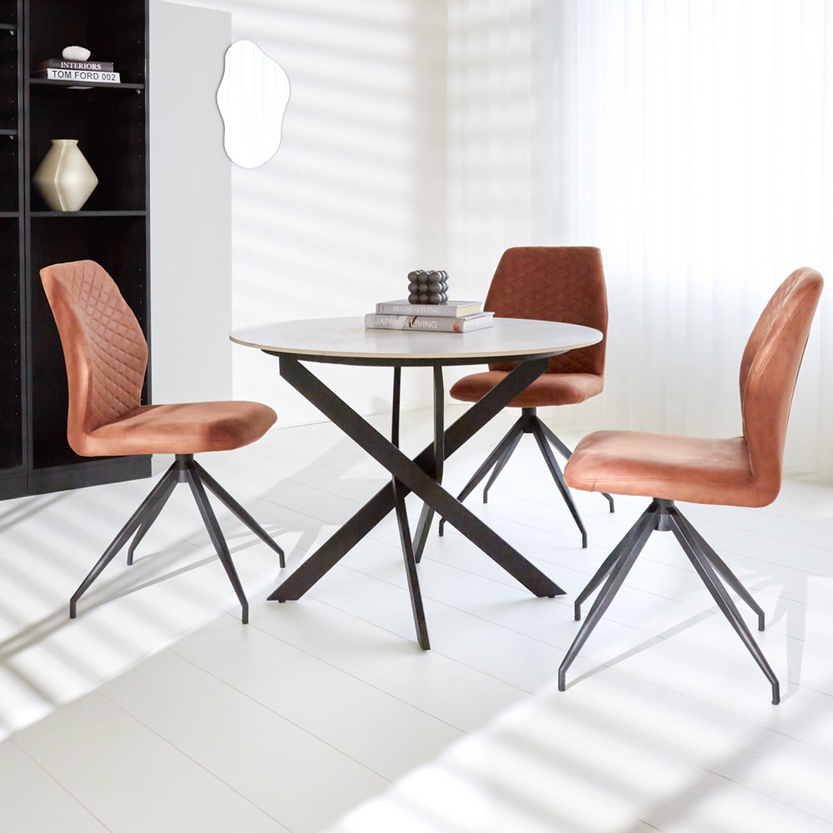 Dimehouse Eettafel Vivian marmerlook wit 120 x 120 x 76 cm - Marmer - Modern - Rond
