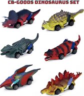 CB-Goods Dinosaurus Auto Speelgoed - Jongens - 6 stuks - Zelfrijdend - Jurassic - Speelfiguren - Dino - Auto - 3 jaar en ouder - Verjaardag - Cadeau