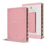 KJV Holy Bible, Giant Print Thinline Large format, Pink Premium Imitation Leathe r with Ribbon Marker, Red Letter, and Thumb Index
