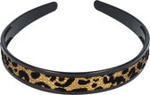 Haarband Diadeem Glitter Panter Print Goud Zwart Haarbeugel Dieren Patroon