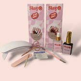 Slayo© Starterset - Gellak Starterspakket - Gellak Stickers - UV lamp gelnagels - Incl. 2 Gel Nail Wrap designs