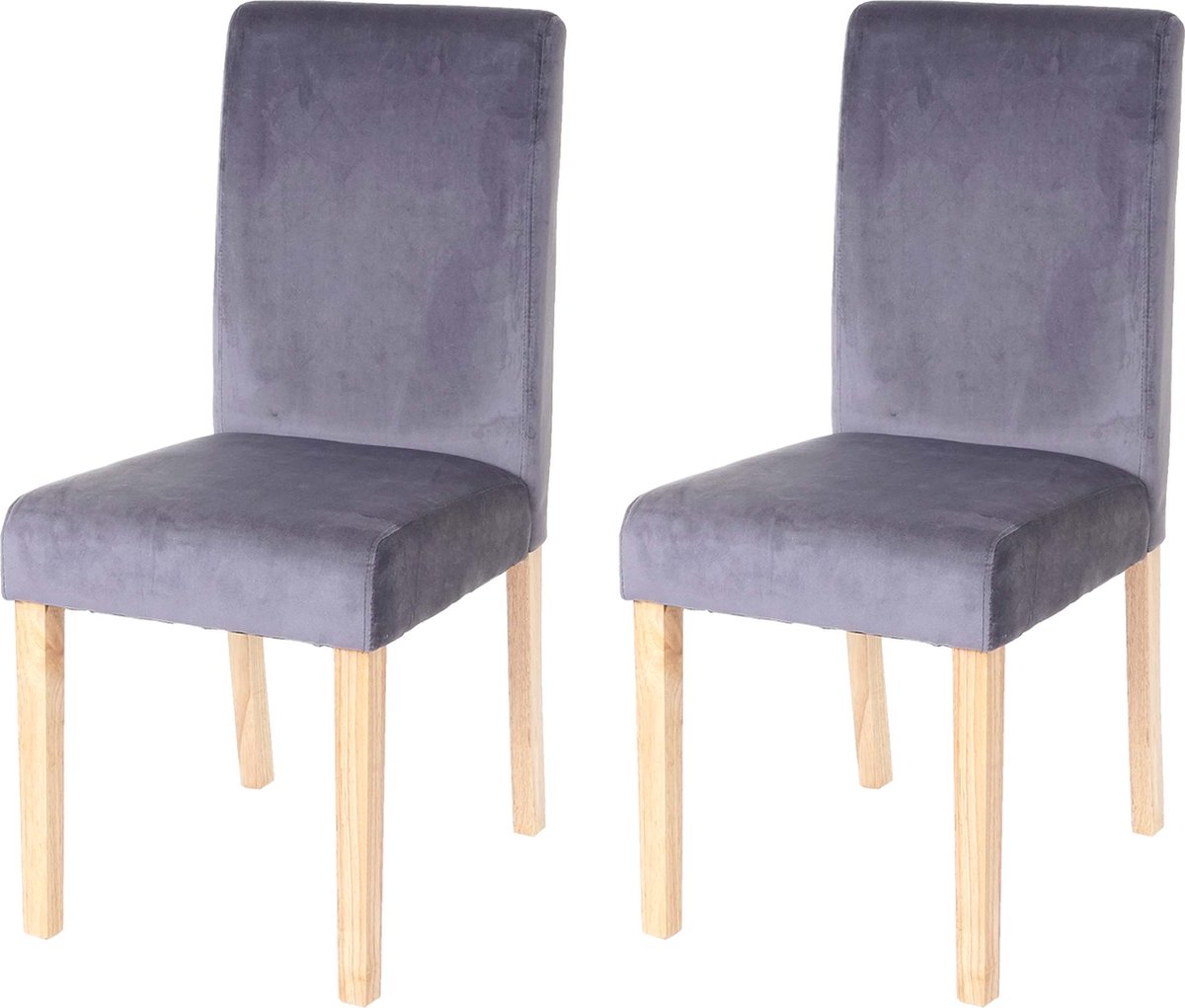 Cosmo Casa Set van 2 eetkamerstoelen Stoel Keukenstoel Littau - Fluweel - Grijs - Lichte poten