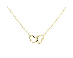 collier hartjes 40 + 5 cm - ketting dames goudkleurig - ketting dames - valentijnscadeau - valentijn cadeautje voor haar