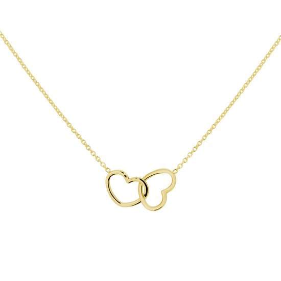 collier hartjes 40 + 5 cm - ketting dames goudkleurig - ketting dames - valentijnscadeau - valentijn cadeautje voor haar