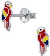 Joy|S - Zilveren papegaai oorbellen - 3 x 8 mm