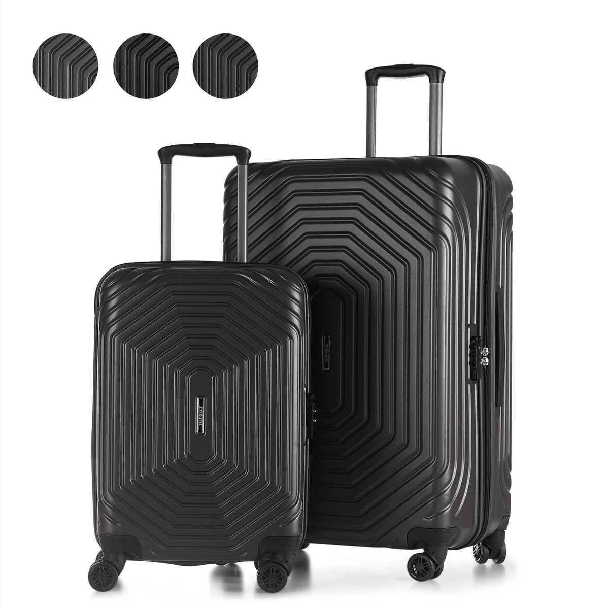 ©TROLLEYZ - Florence No.7 - Kofferset 2 delig - 55cm+78cm met TSA slot - Dubbele wielen - 360° spinners - 100% ABS - Reiskoffers in Cloudy Grey