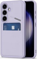 Dux Ducis Rafi Hoesje Geschikt voor Samsung Galaxy S24 Plus | Compatibel met MagSafe | Pasjeshouder voor Twee Pasjes | Book Case met Standaard | RFID tegen Online Diefstal | Paars