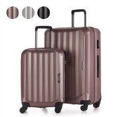 ©TROLLEYZ - Bali No.22 - Kofferset 2 delig - 55cm+78cm met TSA slot - Dubbele wielen - 360° spinners - 100% ABS - Reiskoffers in Cosmopolitan Pink