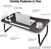 Bed table - Foldable Tray - laptop table for bed, laptoptafel voor bed, laptoptafel voor lezen of ontbijt, 40D x 60W x 26H centimetres