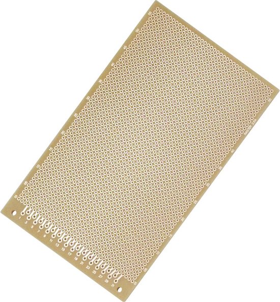 world-trading-net - Printplaat hard papier 60x100 mm, steek 2,54 mm, gatenpatroon, eenzijdige koperlaag (35 µm), ideaal voor elektronische projecten