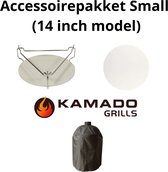 Kamado Grills - Accessoirepakket - 14 inch kamado - Regenhoes, Deflector en Pizzasteen
