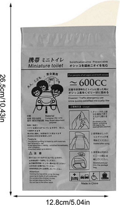 Nood Toilet - Plaszakken voor Noodgevallen - Voor mannen en vrouwen - Plastuit - Wegwerp - Merkloos