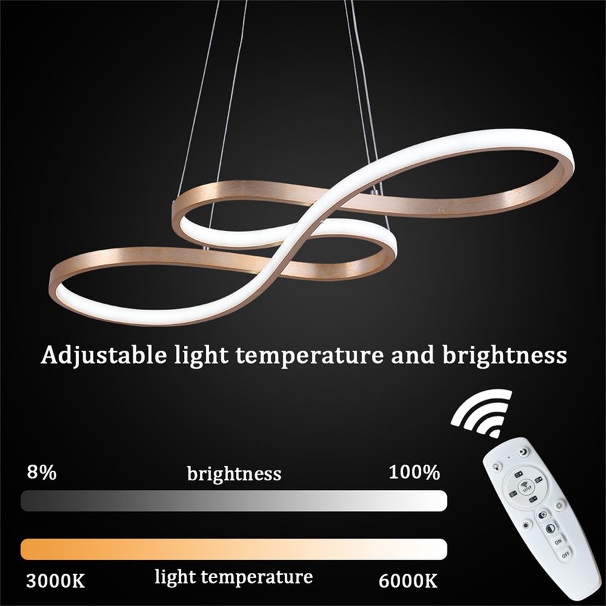 LED hanglampen modern design kroonluchter dimbaar met afstandsbediening acryl lampenkap hanglamp minimalisme decoratie hanglamp voor kantoor slaapkamer eettafel (goud