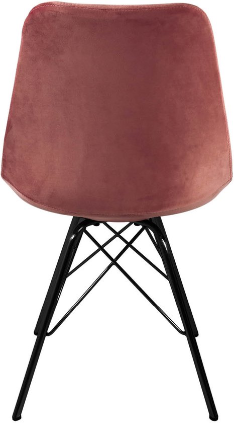 Chaise baquet Kick Velvet rose - structure noire - lot de 2