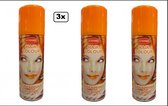 3x Haarspray oranje 125 ml - Word bezorgd in doos ivm beschadeging