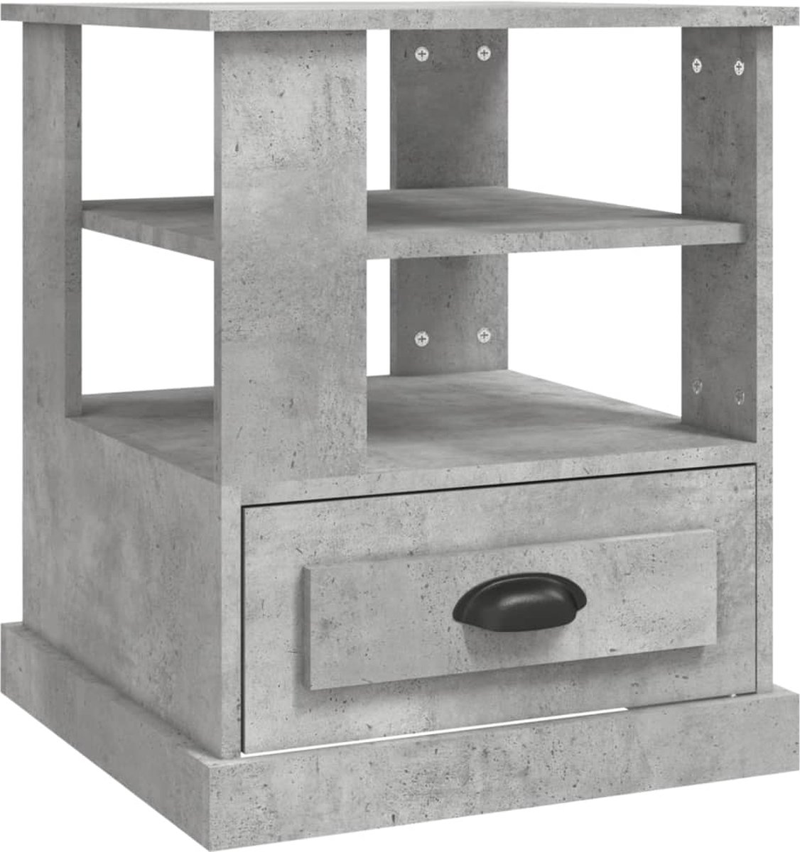 vidaXL Bijzettafel - 50x50x60 - cm - bewerkt - hout - betongrijs