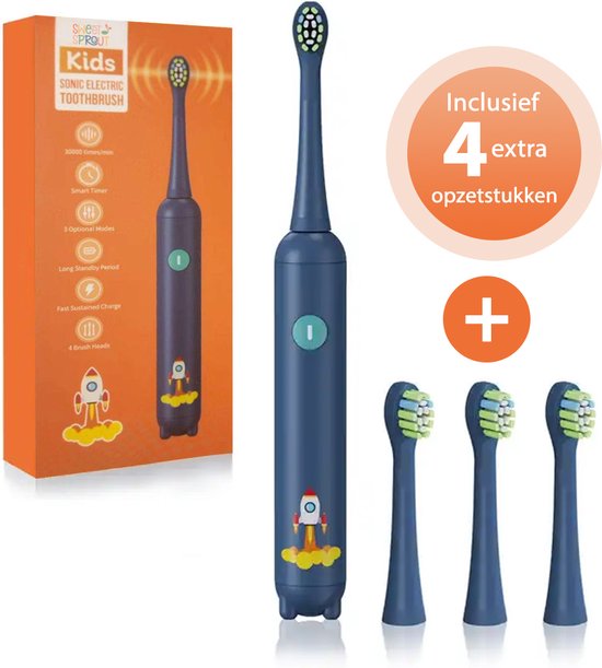 Sweet Sprout - Sonische Elektrische Tandenborstel Kinderen - Baby en Peuter - Inclusief 3 opzetstukken en timer - 0 t/m 4 jaar