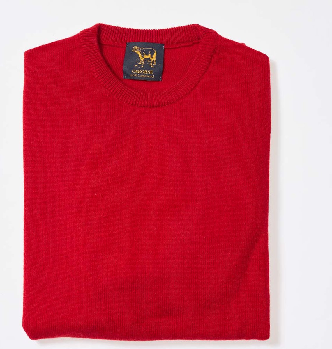Osborne Knitwear Trui met ronde hals - Sweater heren in Lamswol - Pullover Heren - Tartan Scarlet - L