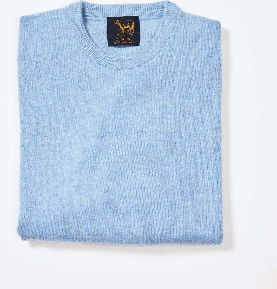 Osborne Knitwear Trui met ronde hals - Sweater heren in Lamswol - Pullover Heren - Glacier - 3XL