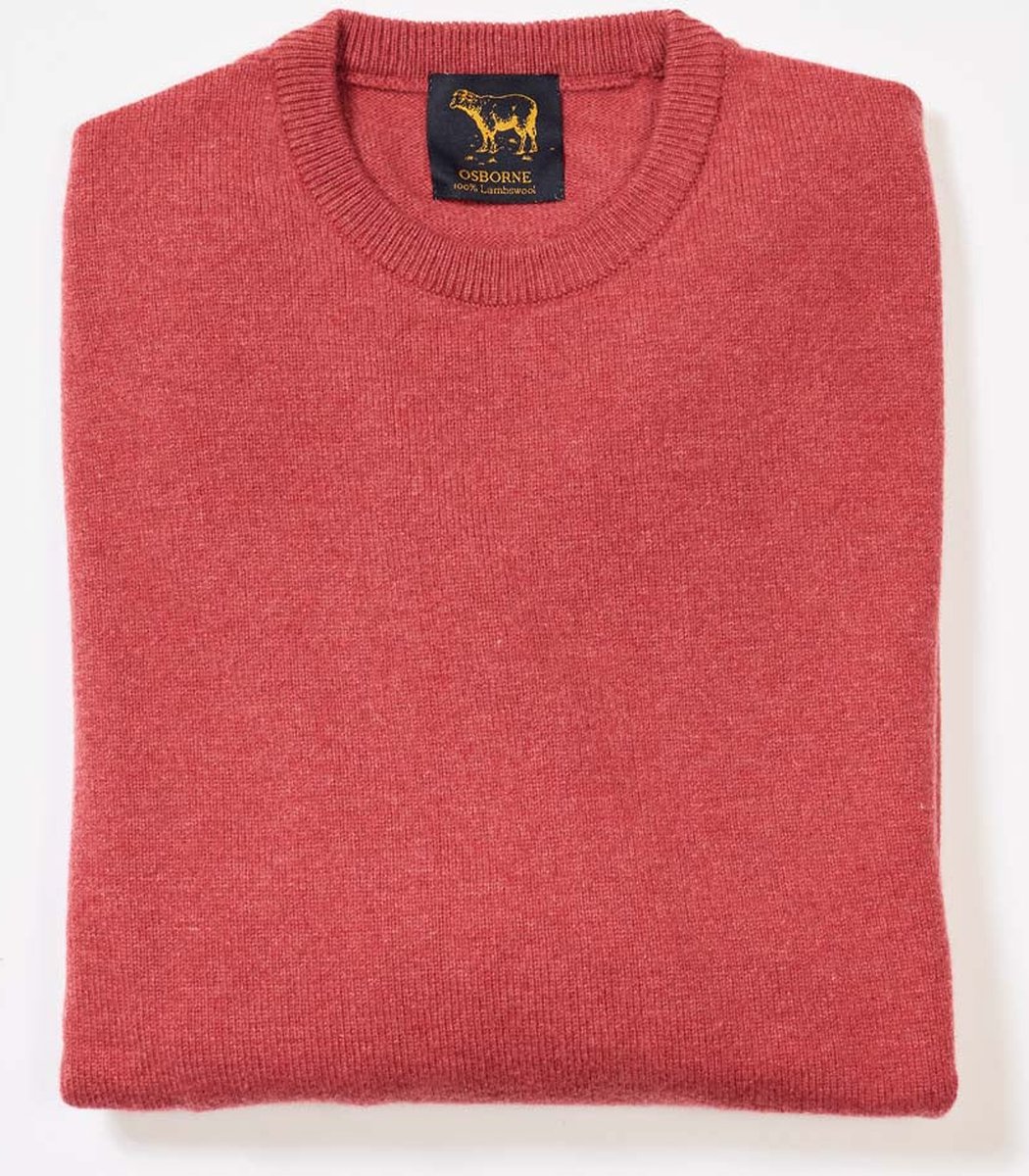 Osborne Knitwear Trui met ronde hals - Sweater heren in Lamswol - Pullover Heren - Rouge - L